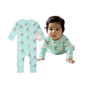 Paris Hilton x monica + Andy Adorable Mint Dogie Print Coveralls